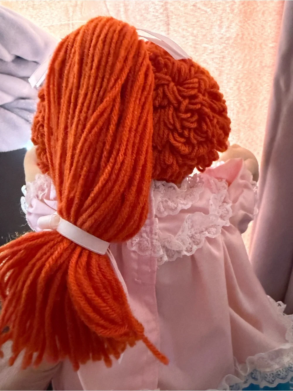 Classic Pink Plush Cabbage Patch Doll with Orange Hair -1980s w/birth certificat
